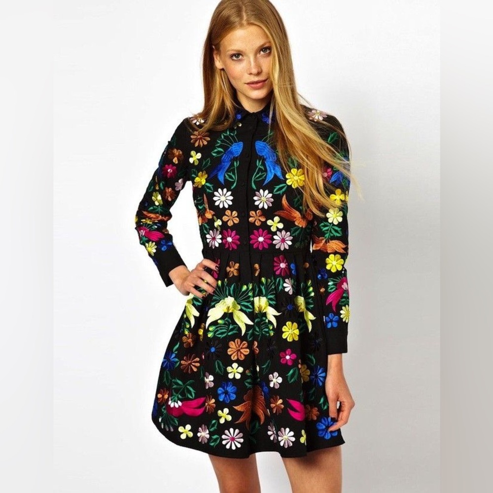ASOS Multicolor Floral Embroidered Dress